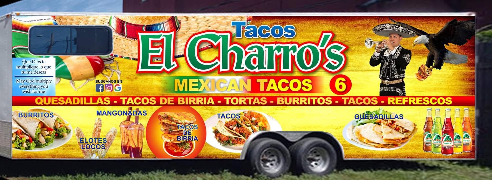 The colorful Tacos El Charro food truck